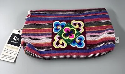 NWT Floral Embroidered Boho Large Makeup Pouch Bag Clutch Made In Nepal • $18.99