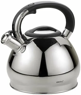 KING HOFF Whistling Kettle 3.4 L Stainless Steel Induction / STOVE TOP KH-1211 • £24.99