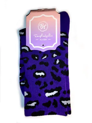 $7.95 • Buy Leopard Animal Print Calf Socks - Purple - 1 Pair - One Size - Free Shipping