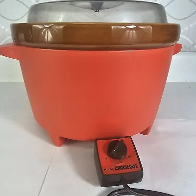 Vintage Rival Crock Pot Slow Cooker Server 5 Quart Orange Model 3300-2  • $22.50