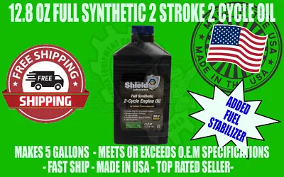 12.8 Oz  2 Cycle 2 Stroke Full Synthetic Usa Made Oil Makes 5 Gallons Of Fuel • $11.99