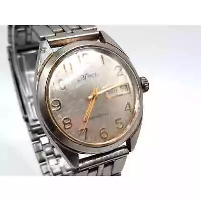 Vintage Mens Marcel Watch Running Fast Silver Tone Day/Date Dial • $45