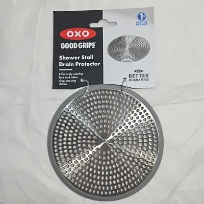 OXO Stainless Shower Stall Drain Protector Good Grips Debris Catcher Non-slip • $10.99