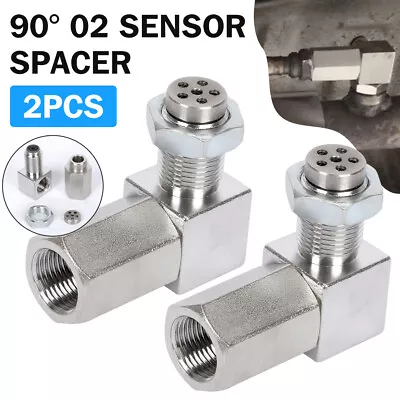 2X 90° Oxygen O2 Sensor Spacer Adapter Bung Extension Catalytic Converter • $29.49