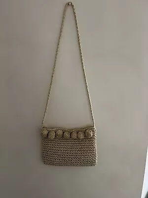 Ladies Cross Body Shoulder Straw Holiday Summer Bag Pom Pom Detail Zip  • £7.50