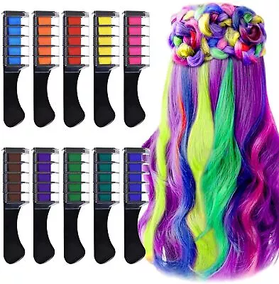 10 PCS Hair Chalk Comb Temporary Bright Hair Color Cream For Girls Hair Dye Comb • £6.79