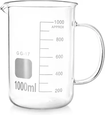 Beaker With Handle 1000Ml/33.81Oz Measuring Cup Borosilicate GlassBeake • $21.58