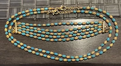 Lot Of 3 Milor Italy Bronze Turquoise Beaded Necklaces & Multi-Strand Bracelet • $59.99