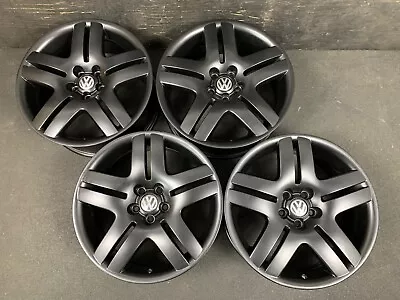 $795 • Buy (4) VW Volkswagen Beetle Golf GTI Jetta GLI Black Powder Wheels Rims + Caps 17 