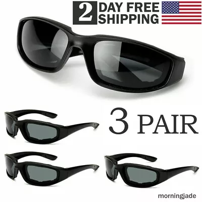 3 Pairs Chopper Padded Foam Wind Resistant Sunglasses Motorcycle Riding Glasses • $9.78