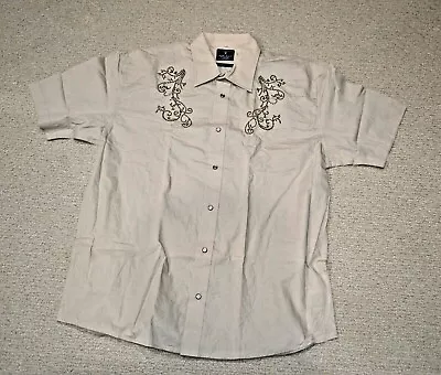 Mark Ecko Cut & Sew Mens Long Sleeve Shirt Button Up Collared Dress XXL Tan Emb • $10