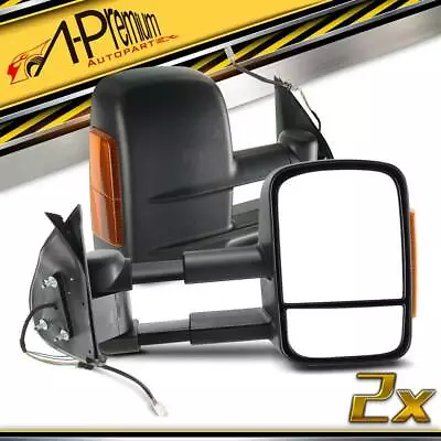 Front Extendable Towing Mirrors W/ Indicators For Toyota Hilux 2005-2015 Black • $316