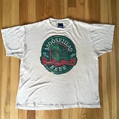 VTG 70s Moosehead Beer T-Shirt Single Stitch Faded XL USA • $36.99