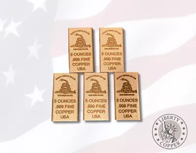 Lot Of 5 - 1 Pound Don't Tread On Me .999 Fine Copper Bullion Bar Five Pounds • $85.99