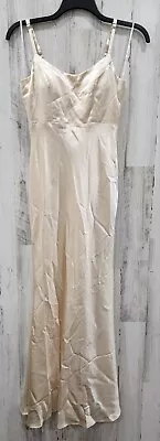 LULUS Size SMALL Make You Shine Champagne Satin Mermaid Maxi Dress**NWOT** • $38