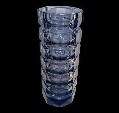 Art Deco Glass Vase ~ Josef Hoffmann Moser Vase ~ Bohemian Faceted Lamp Base • $150