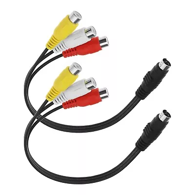 2PCS 4 Pin S-Video To 3 RCA AV Female Cable For TV/HDTV VCR DVR PVR DVD Player • £7.69