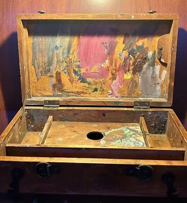 Vintage Wooden Artist Art Supply Sketch/Painting Storage Case 12” X 7” X 3.5” • $115