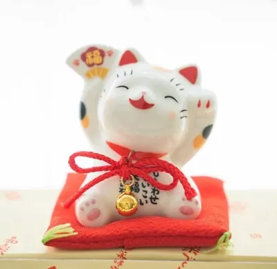 Beckoning Cat Maneki Neko Porcelain Figure - Made In Japan • $34.99