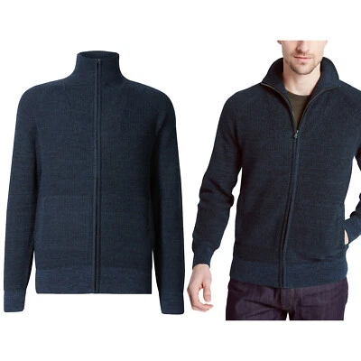 £12.50 • Buy Textured Knit Zipped Cardigan New Ex Marks & Spencer Mens M&S Cotton Zip Cardie