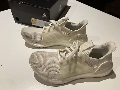 $60 • Buy Adidas Ultra Boost 19, Triple White Runners, Sz 10 Great Condition