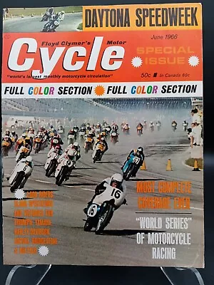 CYCLE MAGAZINE JUN 66 Daytona Bikeweek Special Issue Full Color Section Results  • $4.49