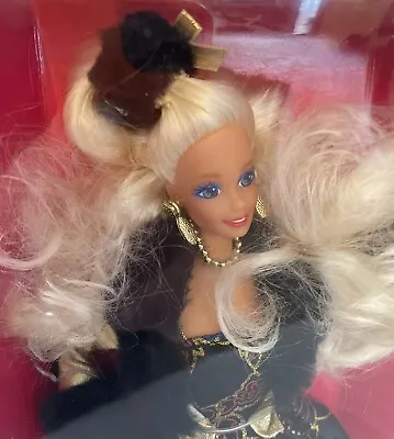 90s Barbie In Golden Winter Eleganza! Evening Elegance Series.  Kept New In Box • $23