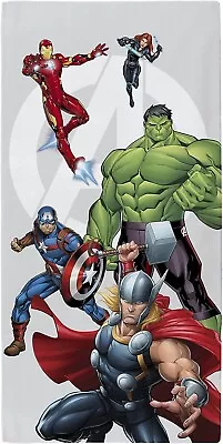 Marvel Avengers Beach Towel 70cm X 140cm 100% Cotton Character Beach Towel Kids • £13.99