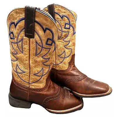 Cody James Xero Gravity Men 8.5 Two Tone Blue Embroidery Square Toe Cowboy Boots • $74.99