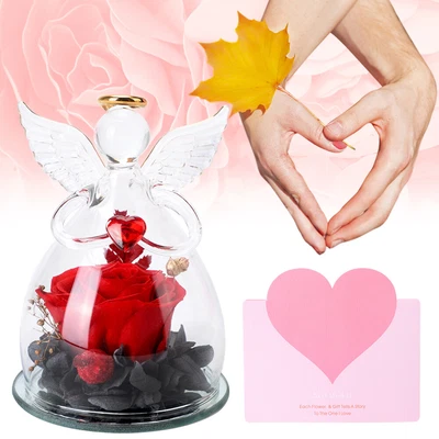 $15.92 • Buy Handmade Angel Rose In Glass Eternal Flower Valentine's Day Wedding Decor Gift