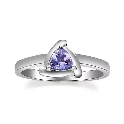 Gin And Grace Eva 14K White Gold Trillion Cut Tanzanite Ring 0.29tcw 5 • £235.52