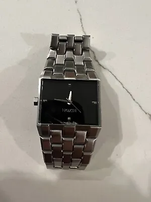 Nixon Ticket II Silver/Black 34mm Stainless Steel Watch A1262-625 A1262-625-00 • $25