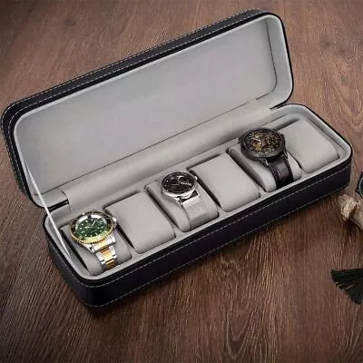 Men's 6 Grids Watch Storage Box Jewelry Collection Case Organizer Holder • £11.65