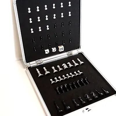 Vintage Magnetic Chess Set And Backgammon In Metal Case 8  X 8  Board Brushed • £12.99