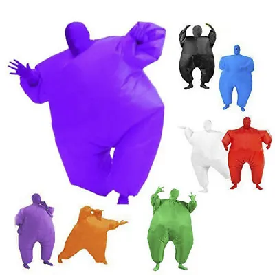 Inflatable Suit Fancy Dress Fan Operated Costume Fat Masked Blow Up Chub • $28.99