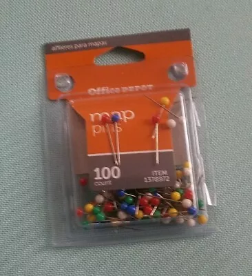 Map Pins 100 Ct Package Office Depot NIP • $1.99