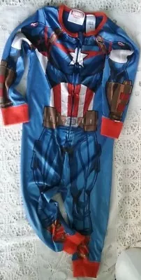 🎯Marvel Toddler Child Size 2 Captain America Pyjamas Zip One Piece • $8.98