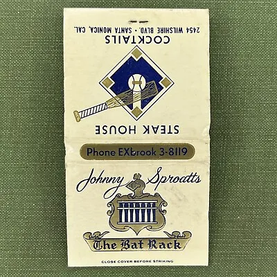 Vintage Matchbook Johnny Sproatts Bat Rack Santa Monica CA Feature Matches • $50