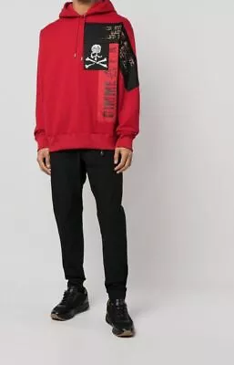 $1805 Mastermind Japan Men Red Patch Drawstring Hoodie Sweatshirt Sweater Sz XL • $577.98