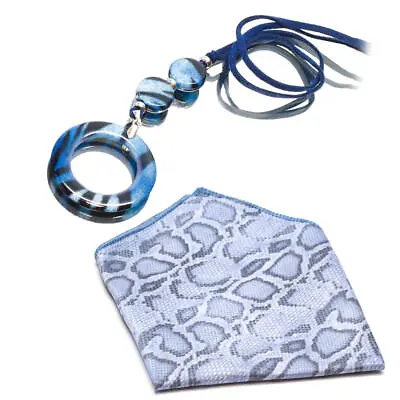 Calabria Suede Eyeglass Necklace Blue Marble&Snake Skin Clean Cloth La.Loop 32  • $9.89