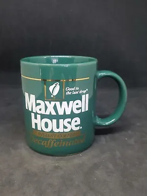 Vintage MAXWELL HOUSE Instant Coffee Mug Decaffeinated  Green Gold • $6.99