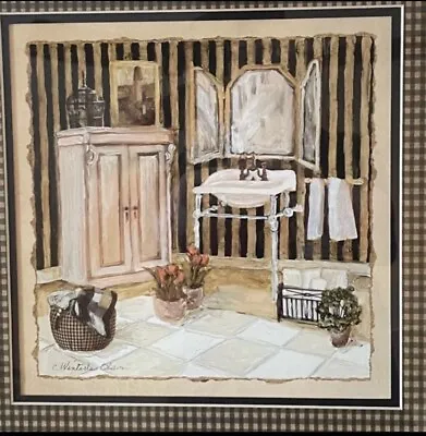 Artist C Winterle Olson Professionally Framed Vintage Bath Art Print Signed • $85