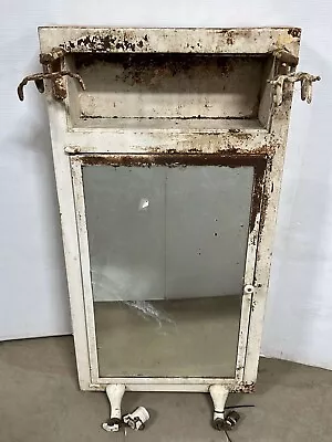 Antique Medical Cabinet Industrial Dental Metal Apothecary Glass Shelves Display • $225