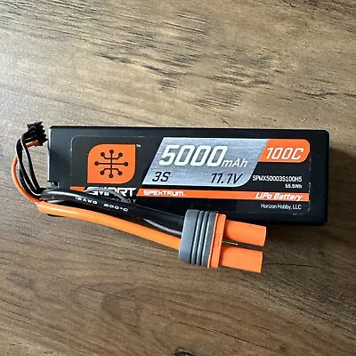 Spektrum 5000mAh 3S 11.1V 100C Smart LiPo Hardcase IC5 SPMX50003S50H5 • £71.90