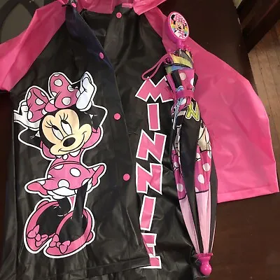 Minnie Mouse Rain Jacket And Umbrella  • $25