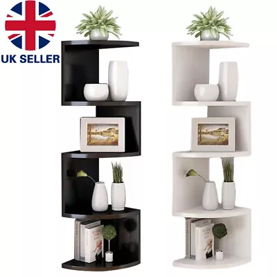 5 Tier Floating Corner Shelves Wooden Storage Display Shelf Units Wall Mount UK • £14.99