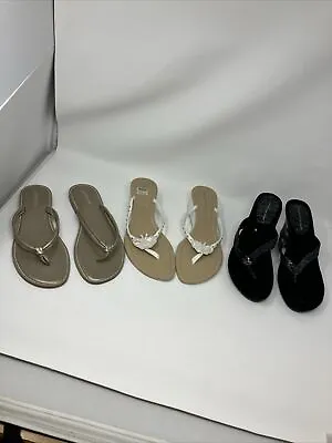 Sandals Lot Of 3 Womens Size 11 Slip On Shoes Beach St. Johns Bay Montego Bay • $10.94