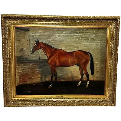 Oil Painting Portrait The Mint Race Horse In Stable By Timothy B Whitby 1912 • £4000