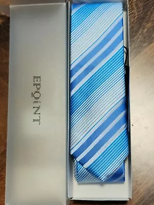 Epoint Men's Blue White Striped Skinnt Necktie NWT • $9.99