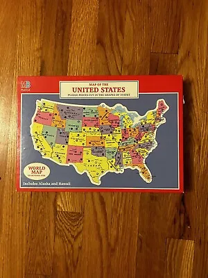 Vintage Milton Bradley Puzzle Map Of The United States World Map Reverse 1988 • $19